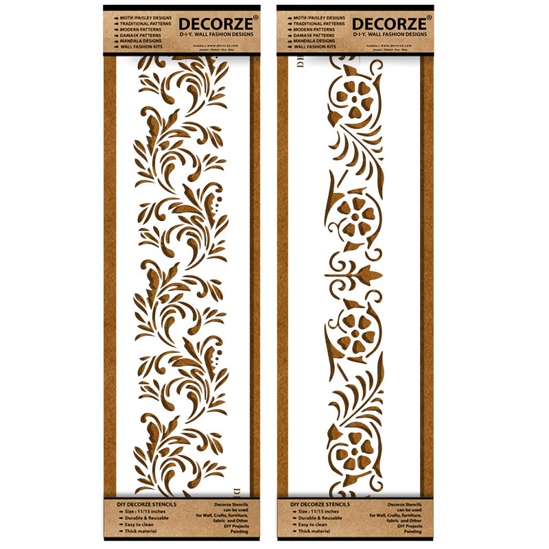 DECORZE Border Stencils for DIY Home Decor | Floral, Pattern & Wall Border Stencils for Painting Furniture & Art Projects DB -61-62 - Image 5