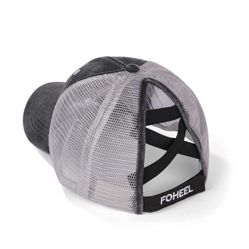 FOHEEL Criss Cross Ponytail Hat for Womens High Mesh Baseball Cap Distressed Messy Trucker Pony Hat Hot - Image 3