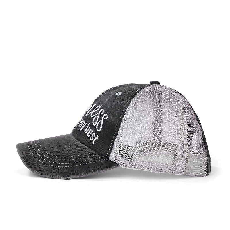 FOHEEL Criss Cross Ponytail Hat for Womens High Mesh Baseball Cap Distressed Messy Trucker Pony Hat Hot - Image 2