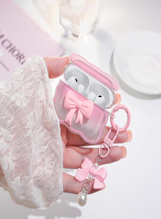 Wowwat for AirPods Pro 3 Case 2025,Cute 3D Bow Pattern Design AirPods Pro 3rd Generation Case Cover,Clear Soft TPU AirPod Pro 3 Cases with Butterfly Pearl Keychain and Cleaner Kit for Women Girls-Pink - Image 3