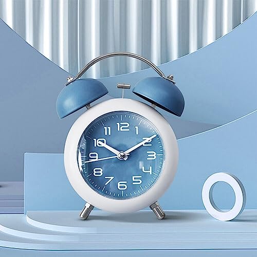 Invite Enterprise Classic Retro Double Bell Alarm Clock, Silent Motion, High Volume Bedside Luminous Alarm, Suitable for Students and Children's Study Bedroom Cute Alarm Clock (Color : Blue) - Image 2