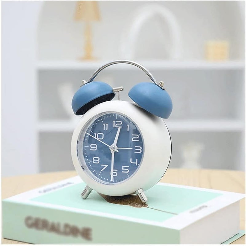 Invite Enterprise Classic Retro Double Bell Alarm Clock, Silent Motion, High Volume Bedside Luminous Alarm, Suitable for Students and Children's Study Bedroom Cute Alarm Clock (Color : Blue) - Image 1