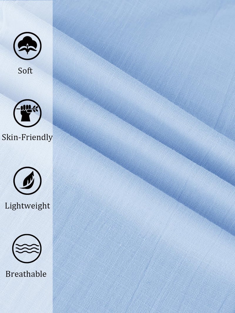 PASLTER Mens Casual Linen Pants Loose Fit Straight-Legs Elastic Drawstring Waist Summer Beach Yoga Long Pants A-Blue - Image 5