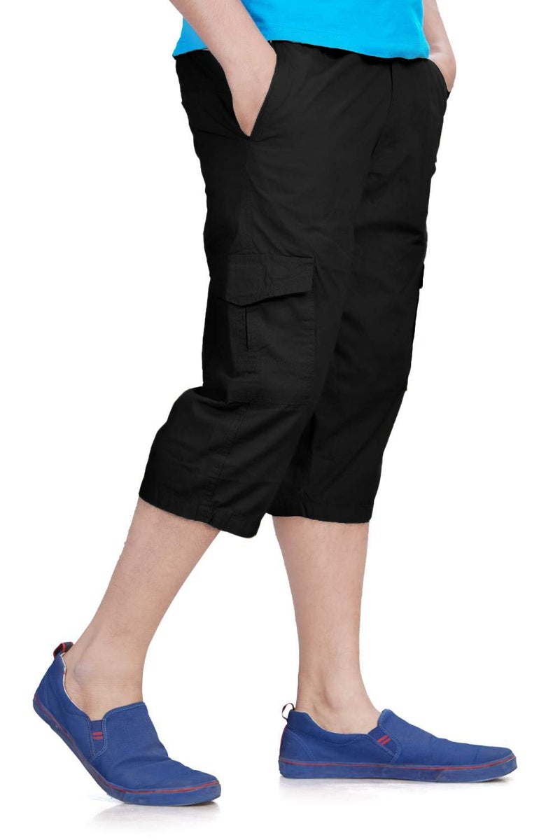 0-DEGREE Men's Regular Fit Three Quarter Shorts Black 40 Inch Waist - Image 3