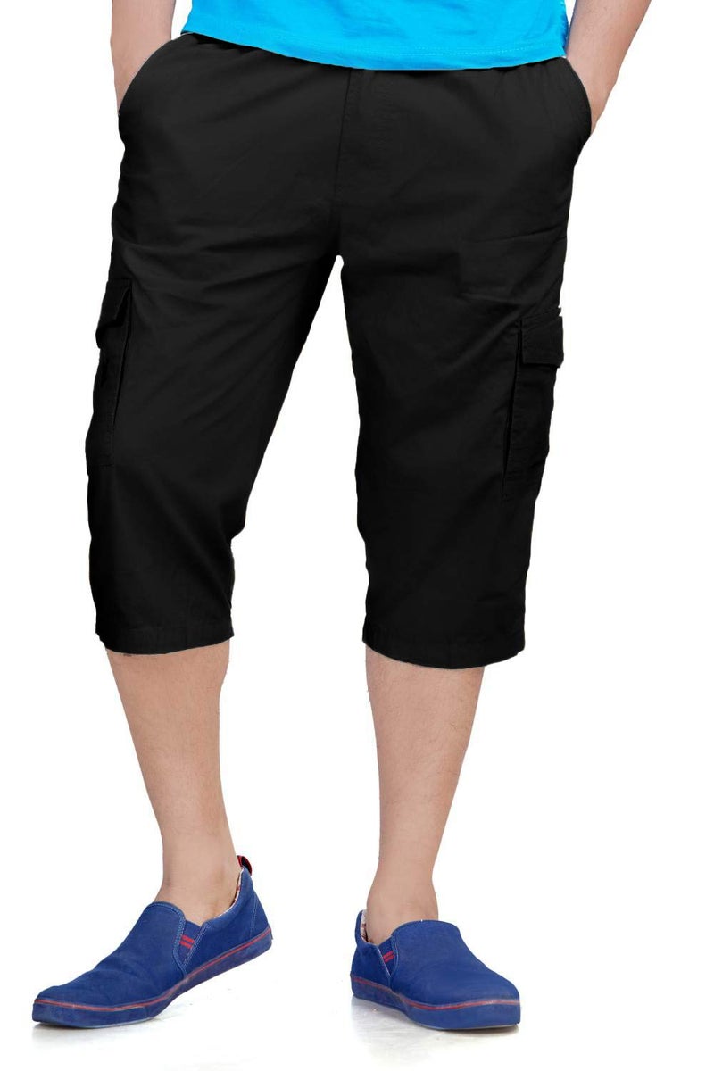 0-DEGREE Men's Regular Fit Three Quarter Shorts Black 40 Inch Waist - Image 5