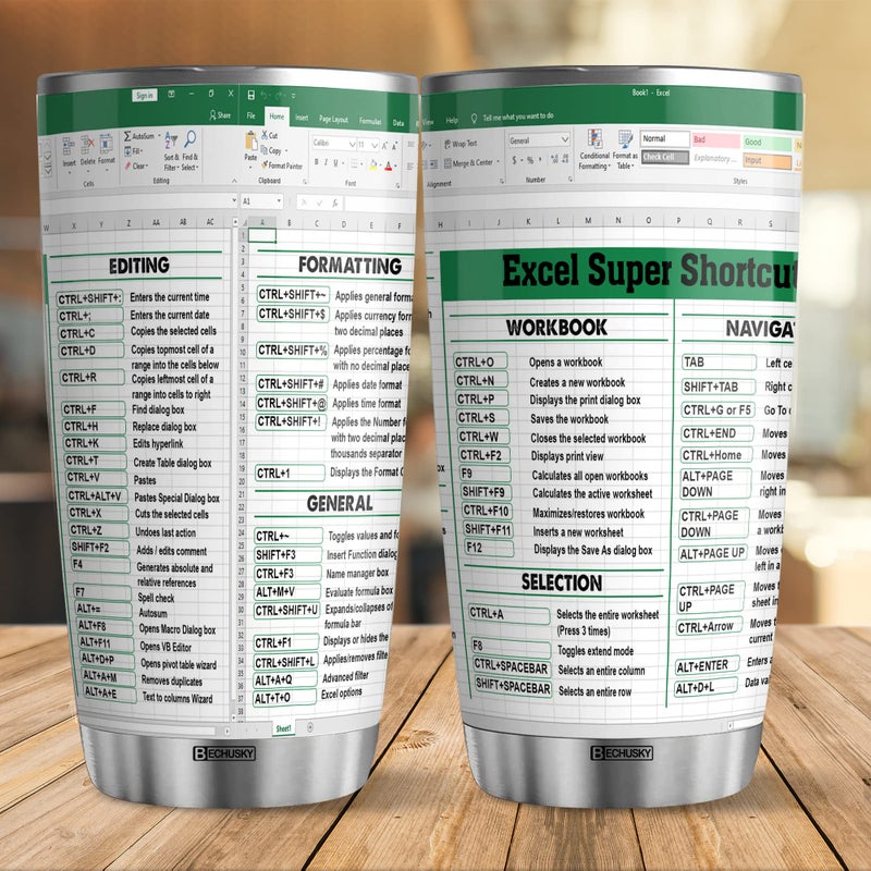 BECHUSKY Christmas Mugs For Account Gifts - Excel Tumbler Group - Excel Shortcut Tumbler - Spreadsheet Accounting Student Senior Accountant CPA Gift For Boss Coworker Colleague Friend - Cup 20oz - Image 4