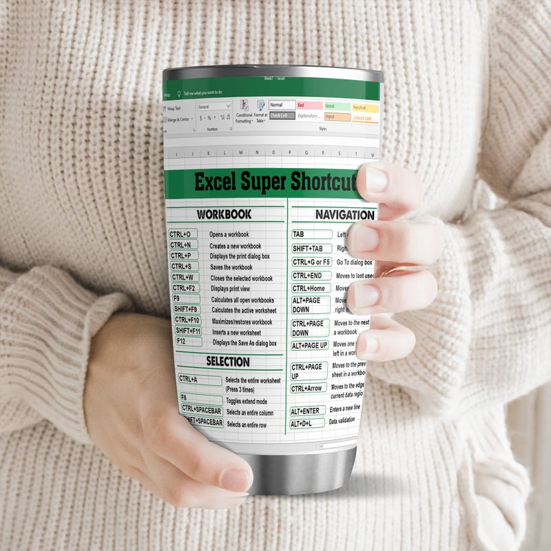 BECHUSKY Christmas Mugs For Account Gifts - Excel Tumbler Group - Excel Shortcut Tumbler - Spreadsheet Accounting Student Senior Accountant CPA Gift For Boss Coworker Colleague Friend - Cup 20oz - Image 5