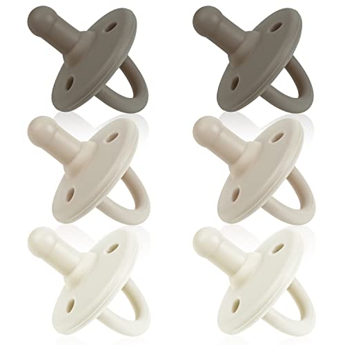 Sweet Child Pacifiers 0-18 Months, Set of 6 Ultra-Light Silicone Binkies with Collapsible Handle & 3 Air Holes for Added Safety, Best Newborn Pacifiers for Baby Boys Or Girls - Image 1