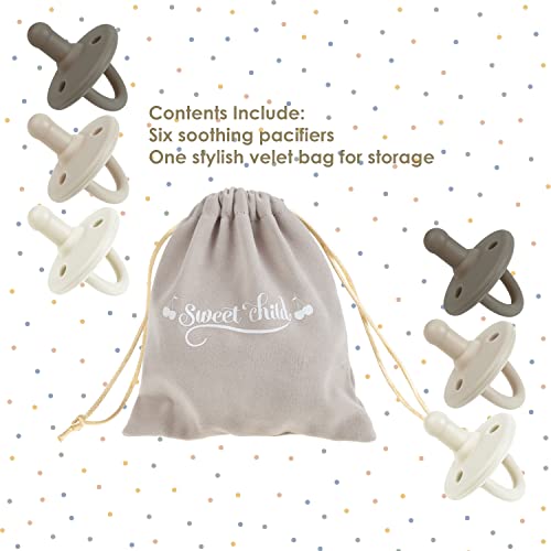 Sweet Child Pacifiers 0-18 Months, Set of 6 Ultra-Light Silicone Binkies with Collapsible Handle & 3 Air Holes for Added Safety, Best Newborn Pacifiers for Baby Boys Or Girls - Image 5
