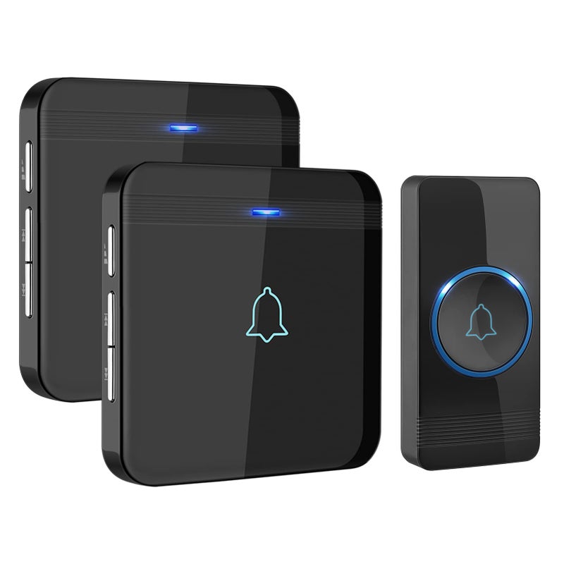 AVANTEK جرس باب لاسلكي AVANTEK، مجموعة جرس باب D-3B مقاومة للماء تعمل على مسافة تزيد عن 1300 قدم مع 2 مستقبلات قابلة للتوصيل، 52 لحن، صوت بجودة CD وفلاش LED - Image 1