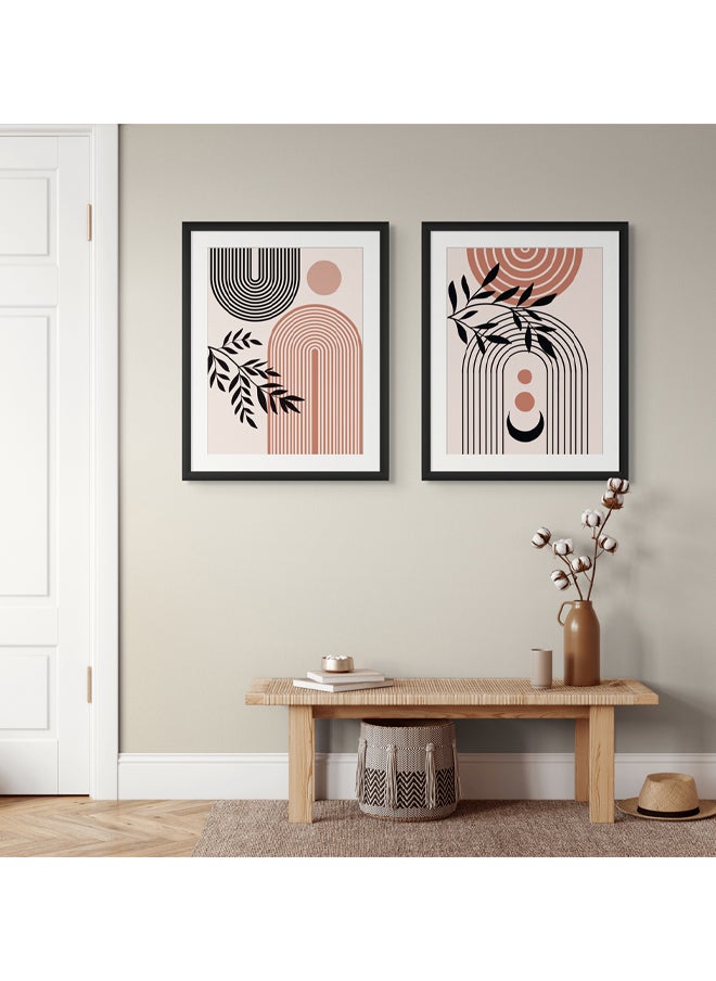 Art Decor - Art Decor Framed Fine Art Portrait Print of Minimalist Boho Line Art Set of 2 Modern Abstract Wall Décor with Matt Board for Living Room Bedroom Office and Gifting - Image 1