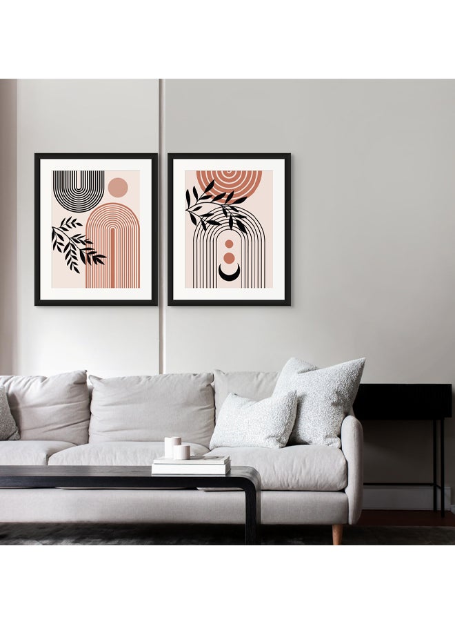Art Decor - Art Decor Framed Fine Art Portrait Print of Minimalist Boho Line Art Set of 2 Modern Abstract Wall Décor with Matt Board for Living Room Bedroom Office and Gifting - Image 1