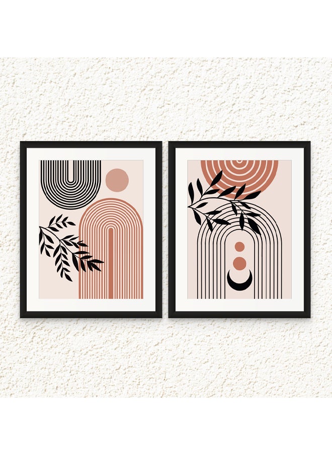Art Decor - Art Decor Framed Fine Art Portrait Print of Minimalist Boho Line Art Set of 2 Modern Abstract Wall Décor with Matt Board for Living Room Bedroom Office and Gifting - Image 1