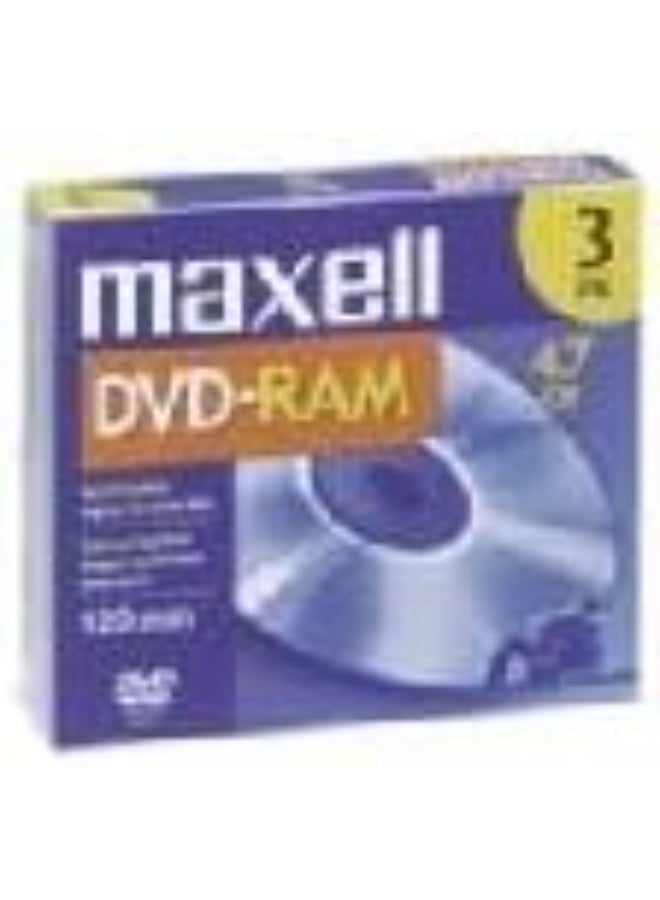 Maxell Maxell DVD-RAM47 DISC 4.7GB Rewritable DVD-RAM Disc for Video, 3 Pack
