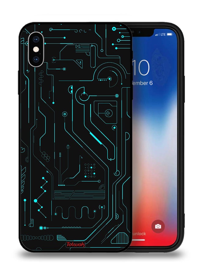 Tolwak Apple iPhone XS Protective Case Digital Art Circuits Minimalism Multiple Display - Image 1