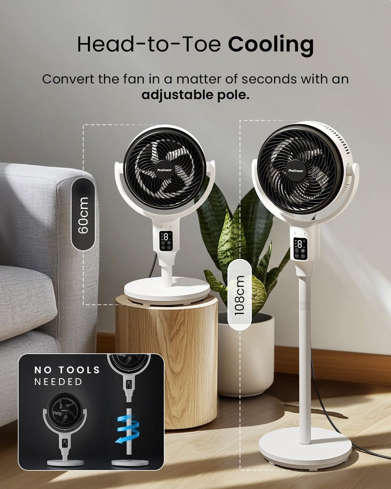 Pro Breeze® AirFlo 43" Standing Fan with Smart App, Quiet 29dB Silent Fan, Electric Pedestal Fan with Remote, 9H Energy-Saving Timer, 4 Modes, 9 Speeds, Adjustable Height Fans for Bedroom & Home - Image 4