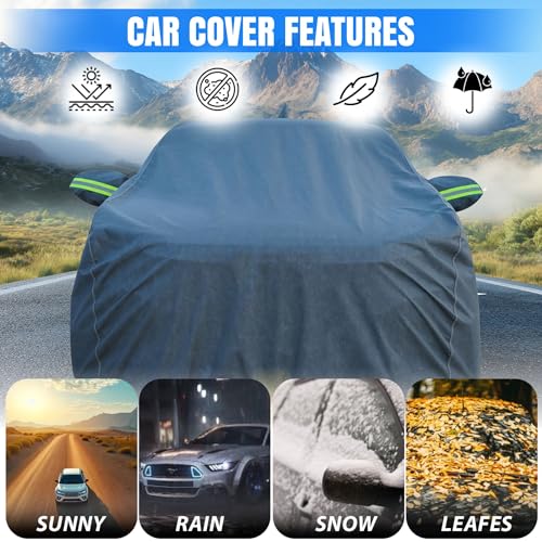 YEARWELL 100% Waterproof 'GreyMax' Car Body Cover for Tata Nexon (2023-2025) with Mirror Pocket, Heat & UV Protection, Triple Stitched, Soft Lining, Full Bottom Elastic & Reflective Radium (Grey) - Image 3