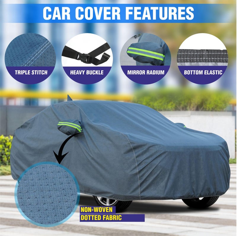 YEARWELL 100% Waterproof 'GreyMax' Car Body Cover for Tata Nexon (2023-2025) with Mirror Pocket, Heat & UV Protection, Triple Stitched, Soft Lining, Full Bottom Elastic & Reflective Radium (Grey) - Image 2