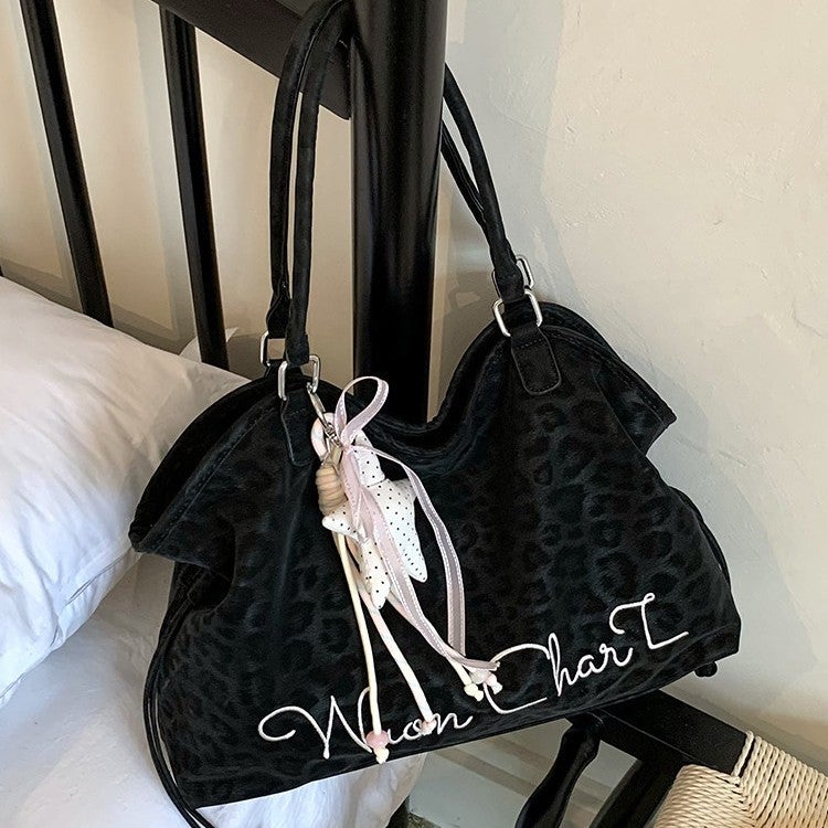 Korean Fashion Large Capacity Star Polka Dot Tote Bag for Women, Commuter Versatile Shoulder Handbag, Ballet Style PU - Image 1