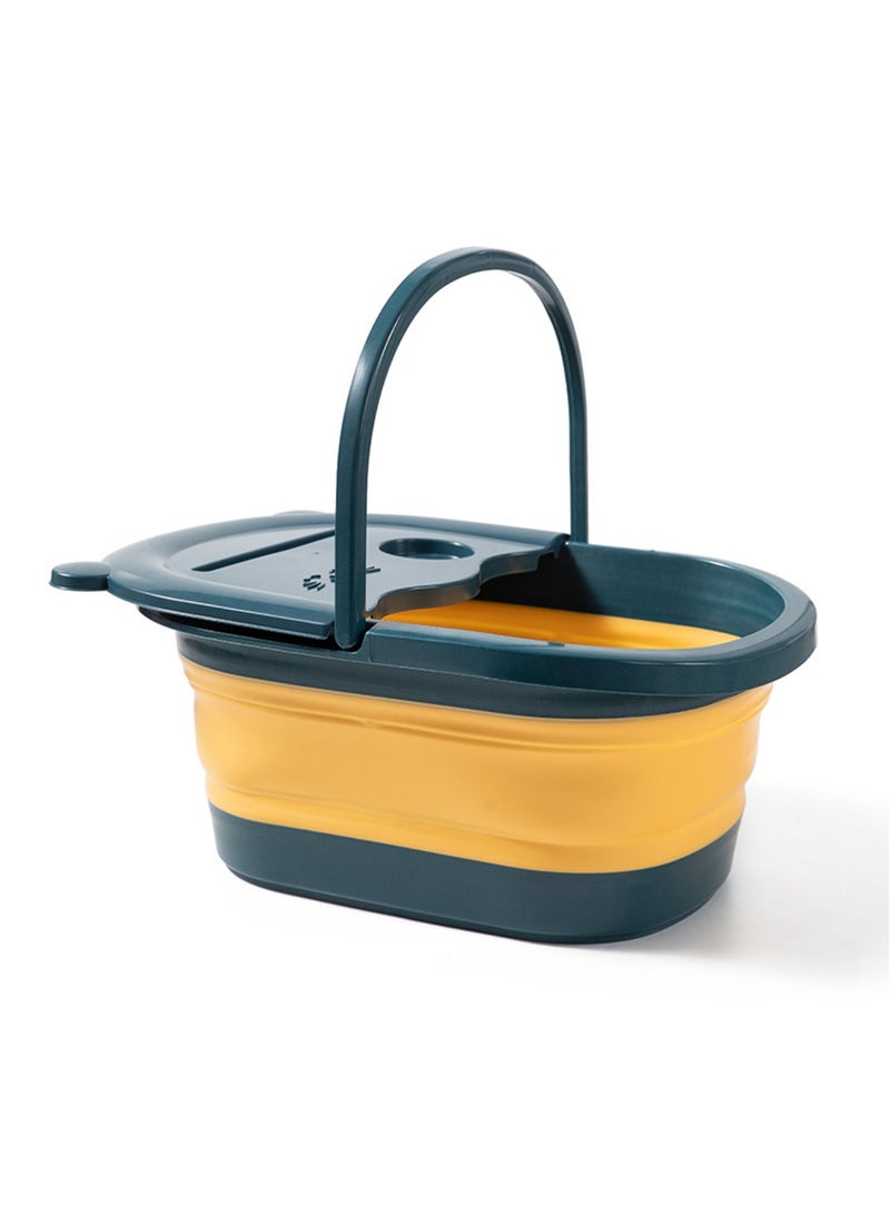 عربست حوض استحمام القدمين القابل للطي حوض نقع القدمين، حوض نقع القدمين مع نقطة تدليك لنقع القدمين، سبا القدمين للقدمين، دلو بلاستيكي متعدد الوظائف بمقبض، علاج سبا منزلي - برتقالي - Image 1