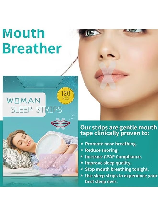 HY 120 Pcs Woman Sleep Strips,Gentle Mouth Tape for Sleeping,Reduces Mouth Breathing Help Train Nasal Breathing,Promote Better Nighttime Sleeping and Snoring Relief - Image 3