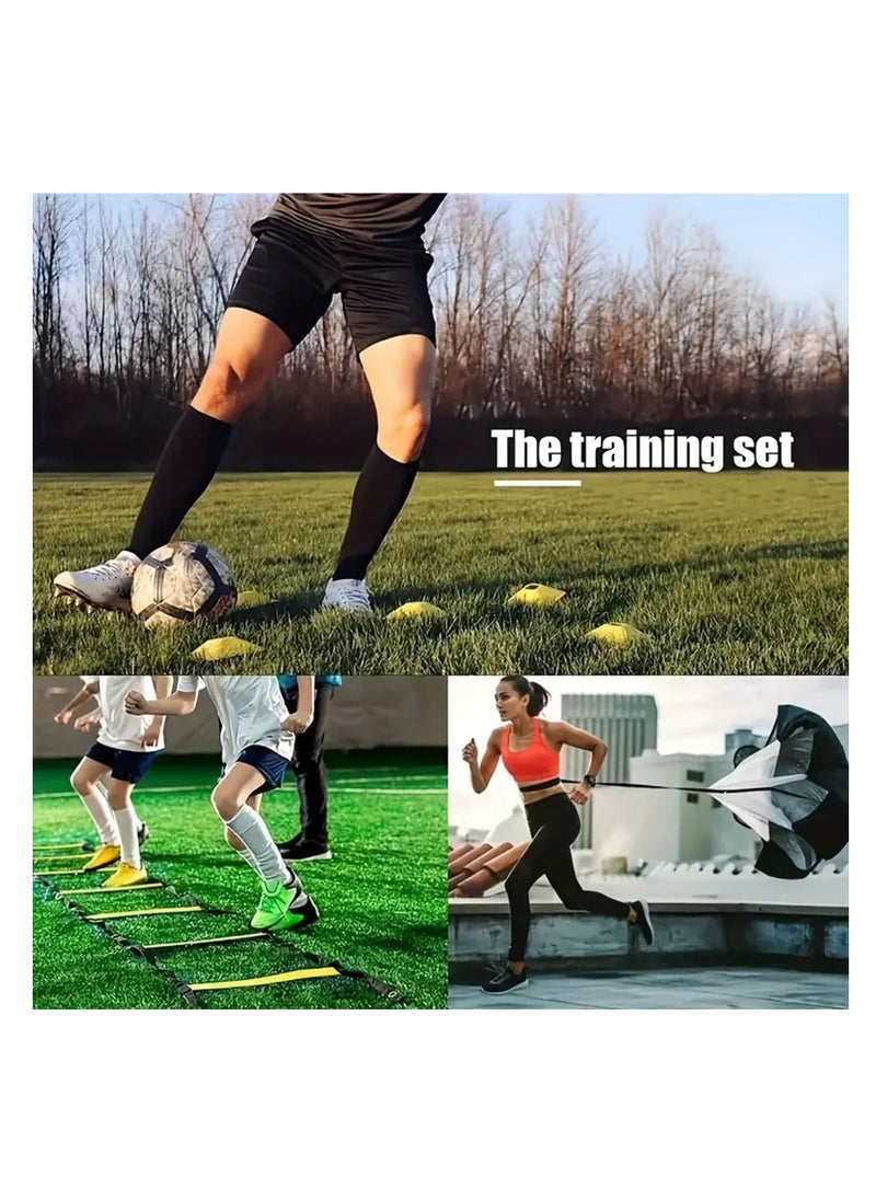 Arabest - Agility Ladder Training Set, Speed Training Exercise Set, include 12 Rungs, 12 Soccer Cones, 4 metal stakes, 4 Triangular Buckle, 2 Carry Bags, 1 Resistance Parachute - Image 1