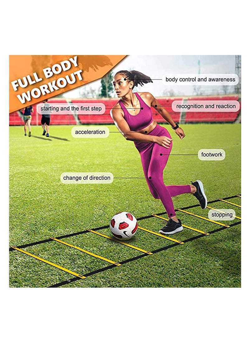 Arabest - Agility Ladder Training Set, Speed Training Exercise Set, include 12 Rungs, 12 Soccer Cones, 4 metal stakes, 4 Triangular Buckle, 2 Carry Bags, 1 Resistance Parachute - Image 1