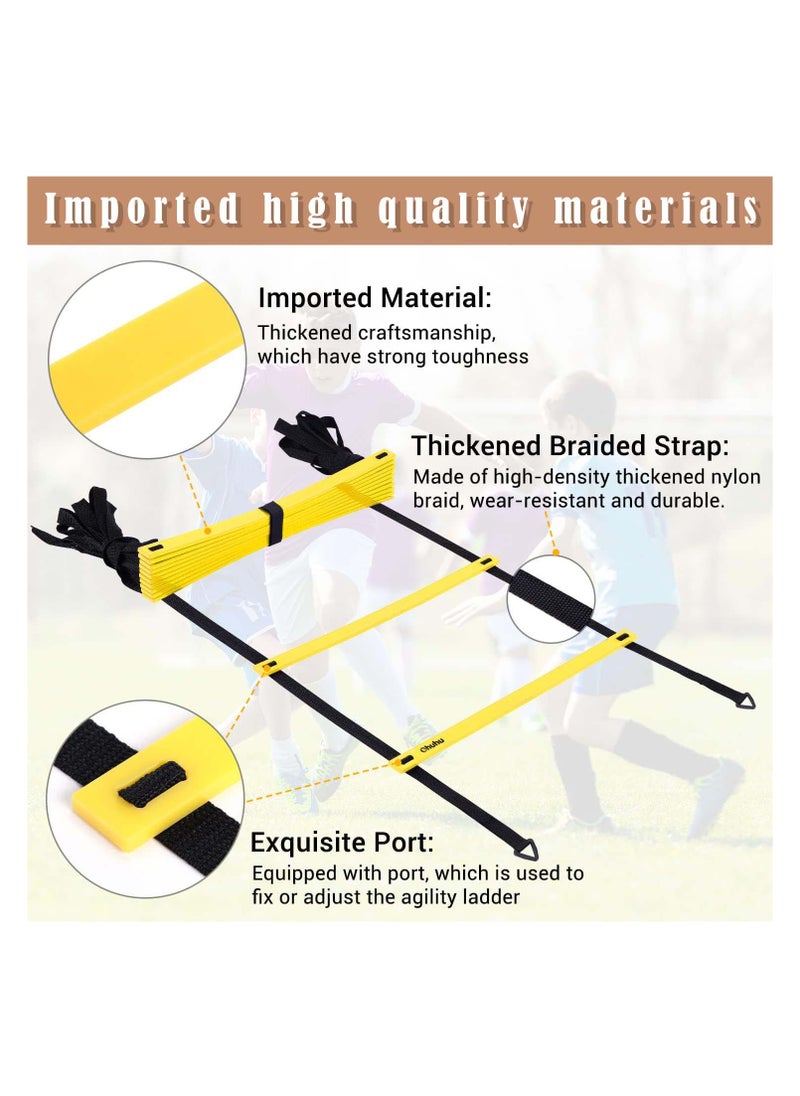 Arabest - Agility Ladder Training Set, Speed Training Exercise Set, include 12 Rungs, 12 Soccer Cones, 4 metal stakes, 4 Triangular Buckle, 2 Carry Bags, 1 Resistance Parachute - Image 1