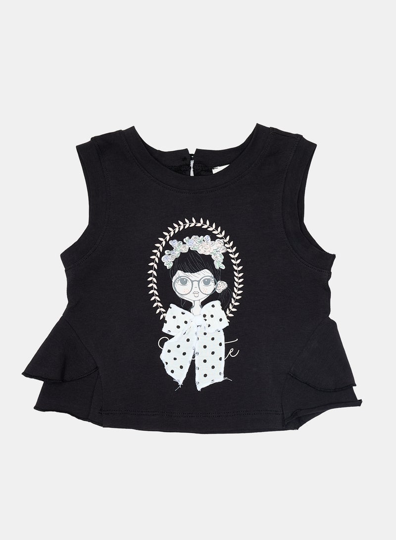 Panco Baby Girls VINTAGE Printed Embroidered Undershirt - Image 1
