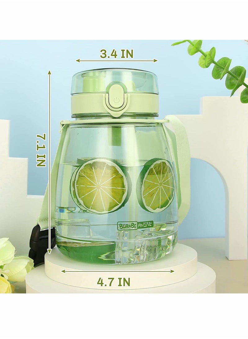 Generic - Water Bottle, Girls Drinking Bottle for School, Upgrade Aesthetic Water Bottles, Cute Water Bottles with Handle, Sports Bottle for Camping Workouts Gym and Outdoor Activity (Green, 1300ML) - Image 1