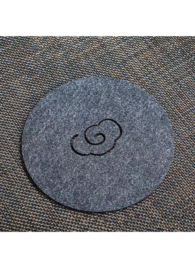 Generic Cross-border Creative Hollow Felt Tea Cup Mat Heat Insulation Anti-slip Mat Household Cup Holder Pot Mat Coaster Tea Mat Absorbent Quick-drying-Color:Light Gray Cloud-Specifications:9cm-thickness 3mm  - Image 1