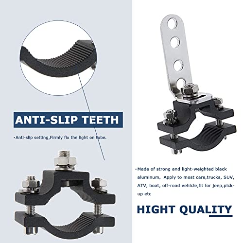 KANGIKX Clamp Motorcycle Light Bracket Fit 0.7"to 2.05" Roll Cage,Adjustable Motorcycle Bicycle Mount Bracket Car Bull Bar Holder Clamp Offroad Tube Clamps Mounting Brackets for LED Work Lights - Image 2