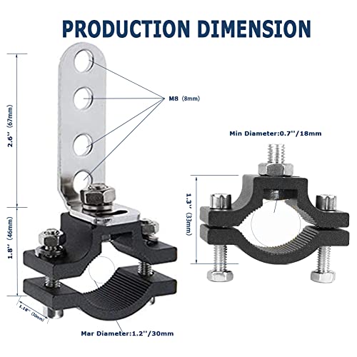 KANGIKX Clamp Motorcycle Light Bracket Fit 0.7"to 2.05" Roll Cage,Adjustable Motorcycle Bicycle Mount Bracket Car Bull Bar Holder Clamp Offroad Tube Clamps Mounting Brackets for LED Work Lights - Image 4
