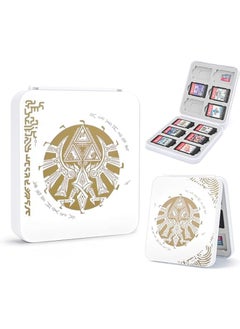 X-level Game Card Case for Switch Lite/Switch/Switch OLED, Gold Kingdom Medallion Design Switch Game Cartridge Memory Card Portable Storage with 12 Game Card Slots and 12 Micro SD Card Slots-White  - Image 1