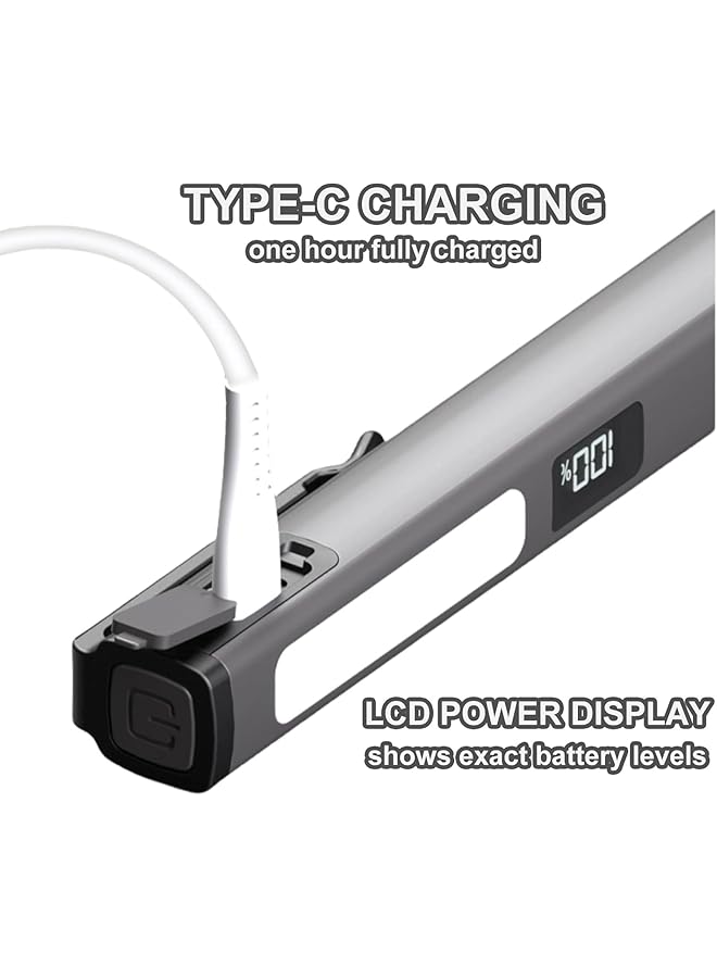 KASTWAVE Rechargeable Pen Flashlight with COB Work Light ? Compact LED Pocket for Home Car and Emergencies USB C Charging 6 Stage Lighting Modes LCD Display Portable Mini Electric Torch (Grey) - Image 3