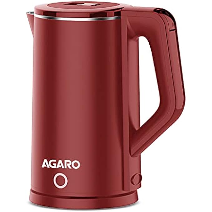 AGARO Elegant Electric Kettle 18 Liter Double Layered Kettle Stainless Steel Inner Body Auto Shut Off Boil Dry Protection Portable Red 1500 Watts - Image 1