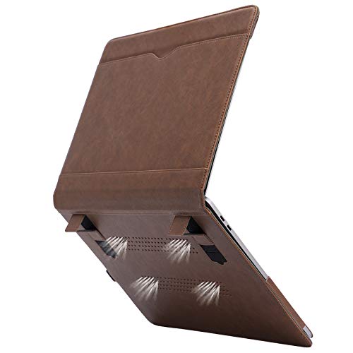 TT TYTX TYTX Laptop Case for MacBook Pro 16 Inch Leather Case 2021-2026 M5 A3428 A3429 M4 A3403 A3186 M3 A2991 M2 A2780 M1 A2485 Protective Folio Book Cover with Vents and Stand Function, Dark Brown - Image 1