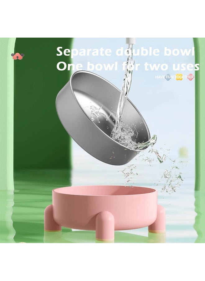 Neostyle Cat Stainless Steel Bowl,Tall Whiplash-Protected Spill-Proof Pet Bowl, Removable Ceramic Water Bowl Food Bowl(green)  - Image 4
