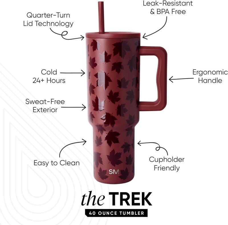 Simple Modern Pre-sale confirmed stock Halloween 40 oz Trek Tumbler with Handle and Straw Lid | Cup Holder Friendly Insulated Stainless Steel Travel Mug | Autumn Maple Reinforced edge - Image 2