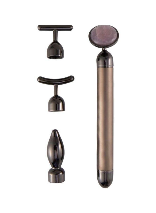 NIBEMINENT 4-In-1 Golden Beauty Electric Face-Lifting And Facial Massager Kit Brown/Black 15.5cm