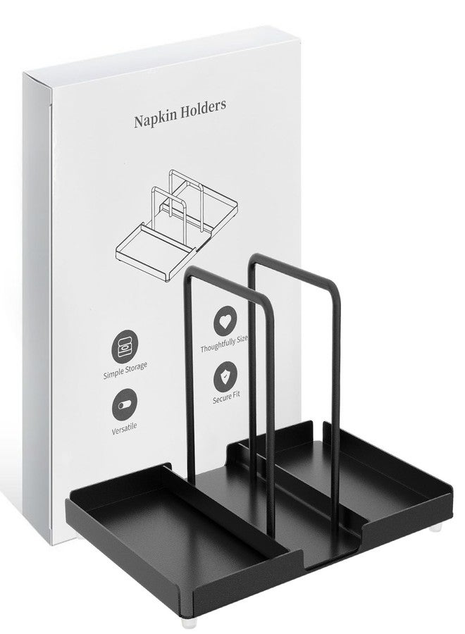 Audmore Napkin Holder for Table, Metal Napkin Holder with Salt and Pepper Shakers Caddy, Standing Paper Napkin Storage for Kitchen Dining Table Decor, Black - Image 4
