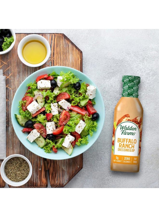 WALDEN FARMS Buffalo Ranch Dressing 12 oz. Bottle Creamy and Spicy Flavor Fresh and Delicious 0g Net Carbs Condiment Kosher Certified So Tasty on Salad Wing Chicken Dip Celery - Image 5