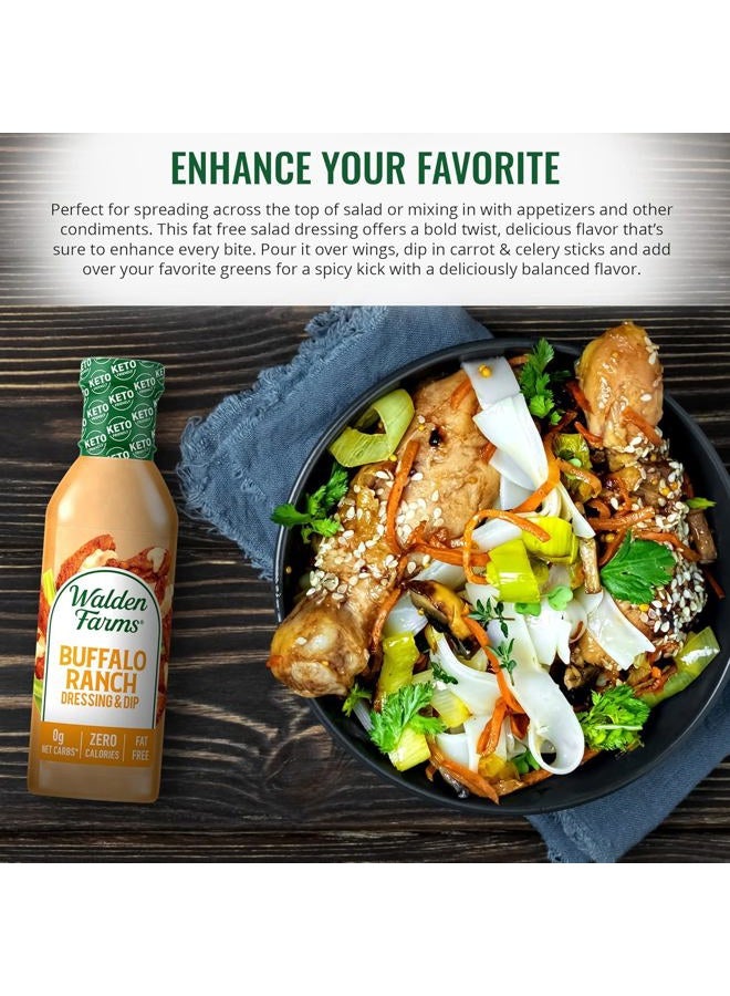WALDEN FARMS Buffalo Ranch Dressing 12 oz. Bottle Creamy and Spicy Flavor Fresh and Delicious 0g Net Carbs Condiment Kosher Certified So Tasty on Salad Wing Chicken Dip Celery - Image 3