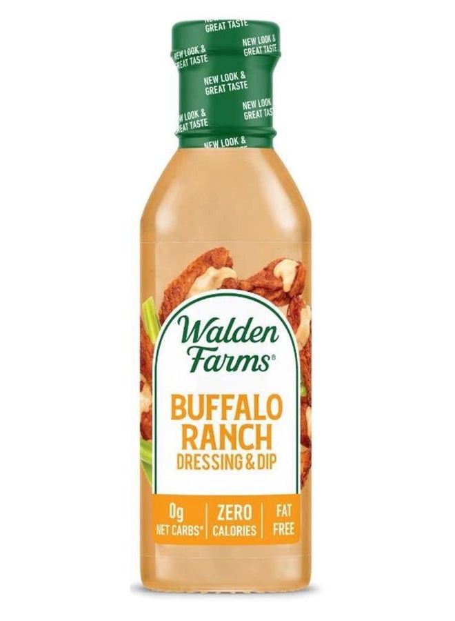 WALDEN FARMS Buffalo Ranch Dressing 12 oz. Bottle Creamy and Spicy Flavor Fresh and Delicious 0g Net Carbs Condiment Kosher Certified So Tasty on Salad Wing Chicken Dip Celery - Image 1