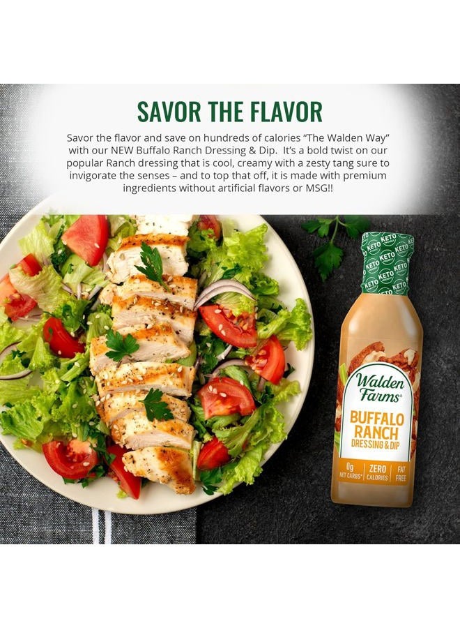 WALDEN FARMS Buffalo Ranch Dressing 12 oz. Bottle Creamy and Spicy Flavor Fresh and Delicious 0g Net Carbs Condiment Kosher Certified So Tasty on Salad Wing Chicken Dip Celery - Image 2