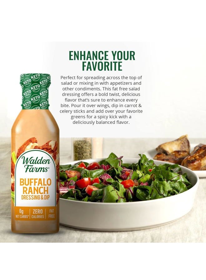 WALDEN FARMS Buffalo Ranch Dressing 12 oz. Bottle Creamy and Spicy Flavor Fresh and Delicious 0g Net Carbs Condiment Kosher Certified So Tasty on Salad Wing Chicken Dip Celery - Image 4