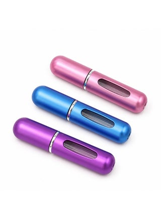 طقم 3 قطع عبوات بخاخ عطر فارغة قابلة لإعادة التعبئة، زجاجات رش عطر للسفر، صغيرة وخفيفة، (قد يختلف اللون)