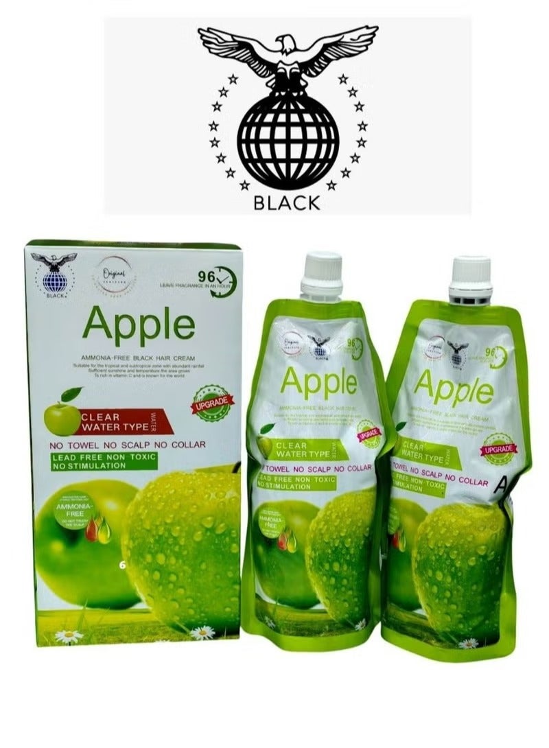 Black Ammonia-free hair dye cream, black, 500ml + 500ml Ammonia-free hair dye cream, apple scent