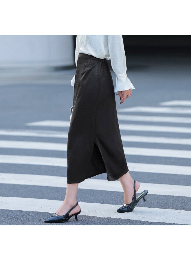 dme Demana Autumn National Style New Chinese Comfortable Elastic Waist Fashion Slit Slimming Women's Skirt - Image 4