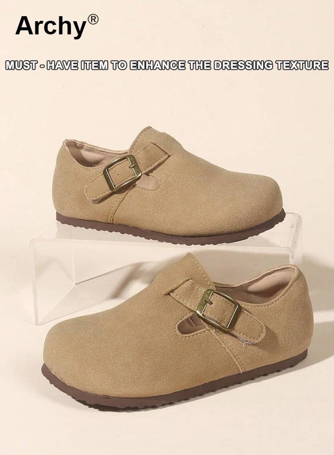 Archy Women's Comfort Slip-On Shoes - Chunky Sole Mules with Adjustable Strap, Soft Suede for Casual Wear & Office - Image 1